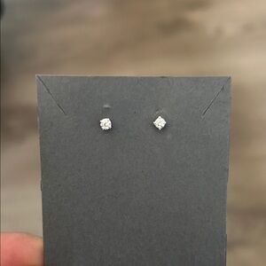 Elegant Silver 1/8” CZ Stud Earrings